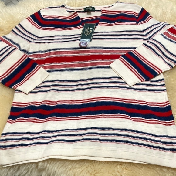 LRL Lauren Jeans striped top size L - Picture 1 of 7